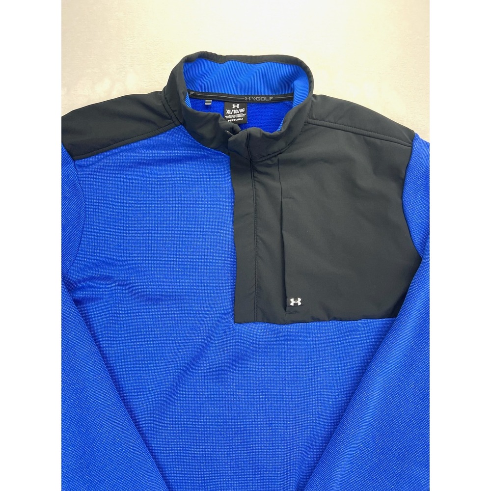 Under Armour Storm Golf Mens XL Royal Blue Black Quarter Zip Pullover Sweater - Picture 4 of 9